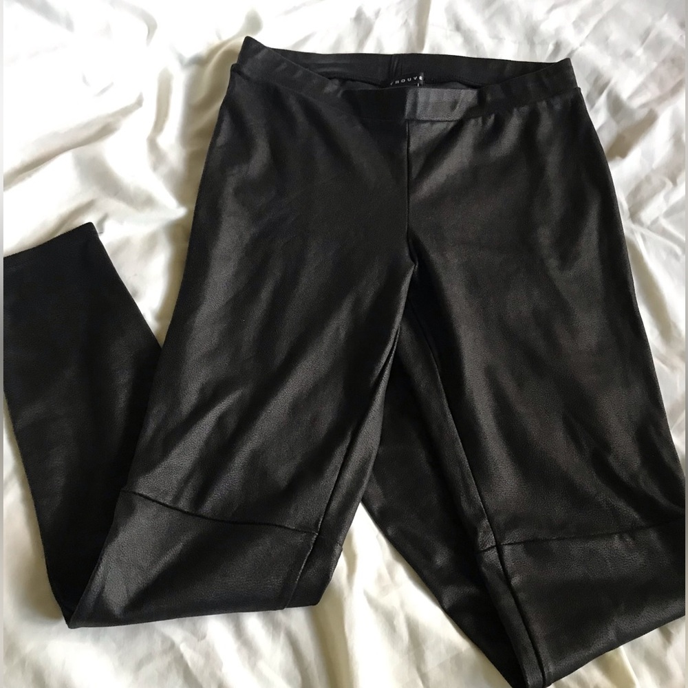 TROUVE , size S , leather like fabric  , woman’s pants , long leg , black color